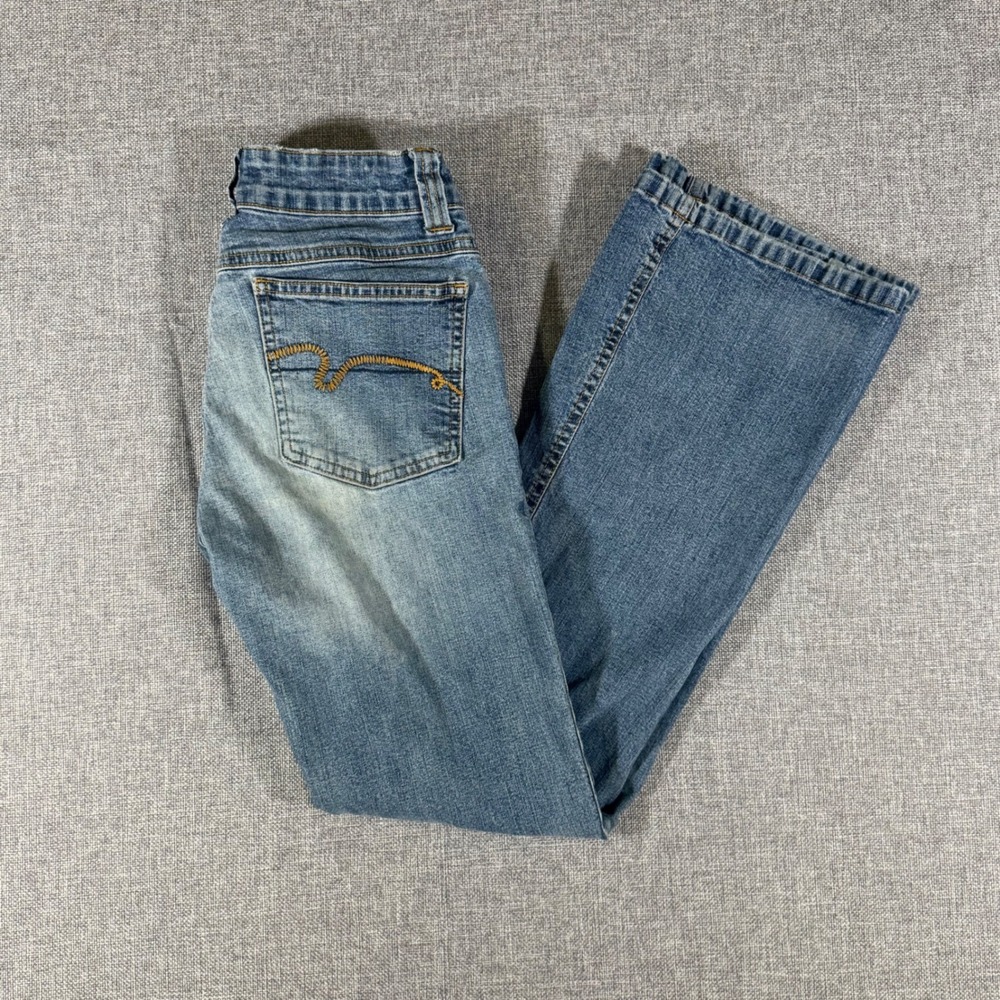 VTG Duck Head Flare Jeans Women 3 Short Blue Low Rise Y2K Bootcut Denim Pants